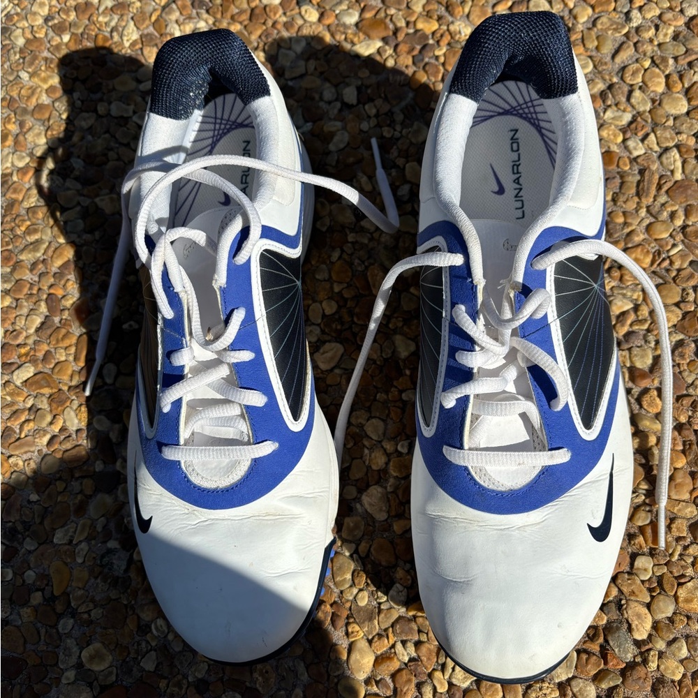 Nike women’s White and Blue Golf Shoes